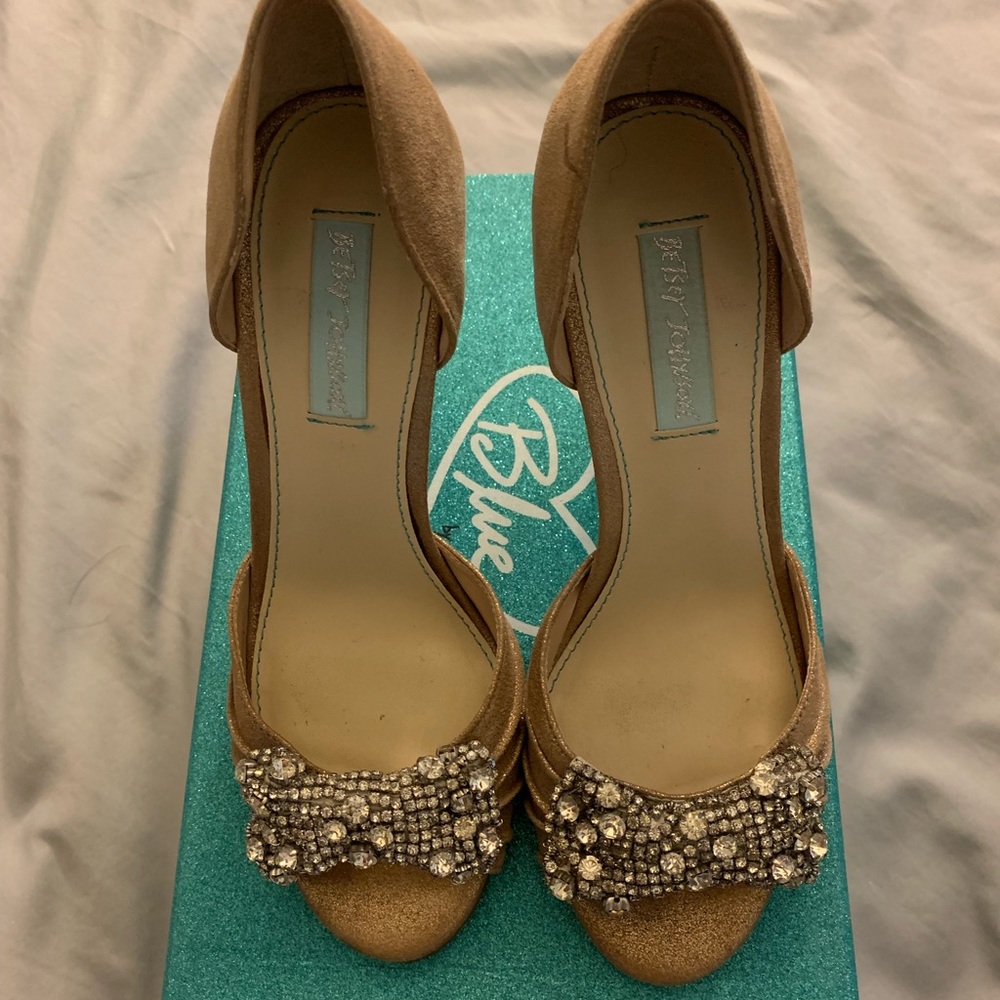 Betsey Johnson jeweled heels, Blue Collection